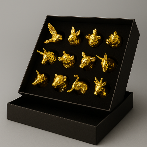 Zodiac Animal Head Shots Glass Gift Set (Golden)