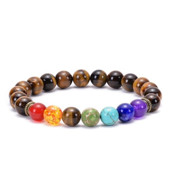 Natural Tiger Eye 7 Chakra Bracelet