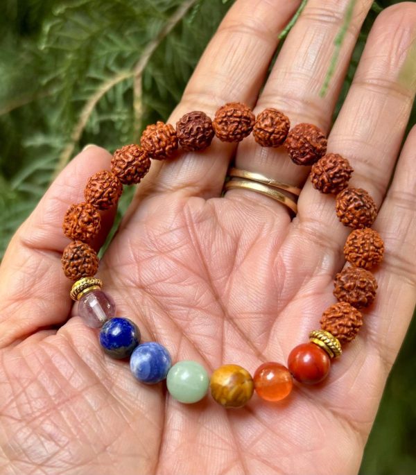 Natural Rudraksha with Seven Chakra Bracelet