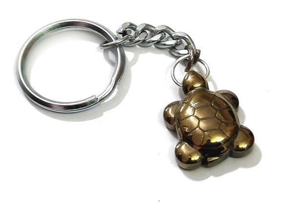 Golden Pyrite Tortoise Key Ring  Symbol of Wealth, Protection & Good Luck